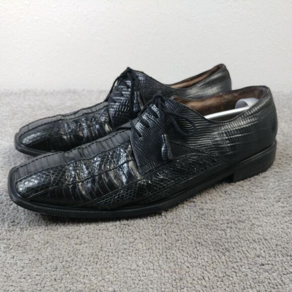 Giorgio Brutini Genuine Snake Skin Leather Mens Size 15 Dress Shoes Black - Picture 1 of 13